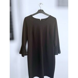 Tommy Hilfiger Elegant  Black Cocktail Dress Lace Cuff Bell Sleeves Size